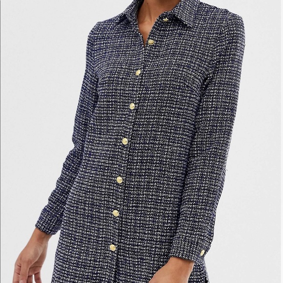 Tweed Shirt Dress with Gold Buttons - Picture 2 of 4